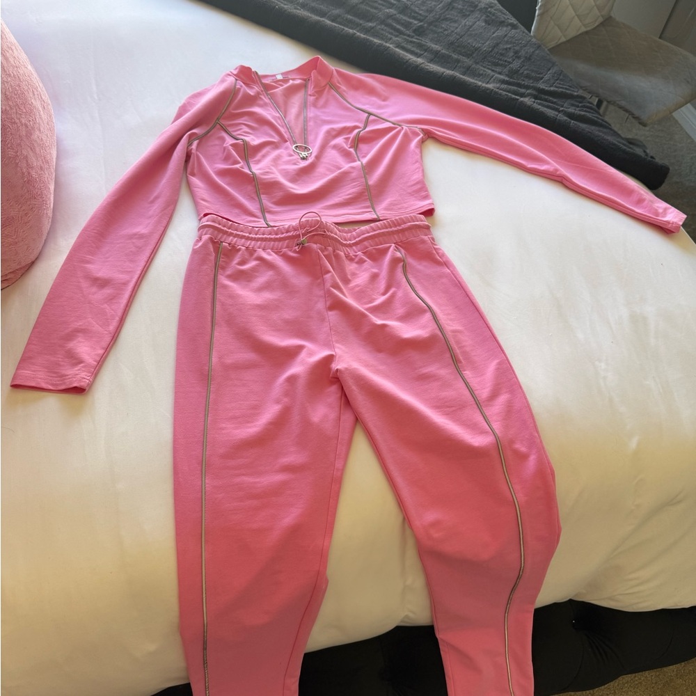 Fashion Nova Pink Long Sleeve two piece set
